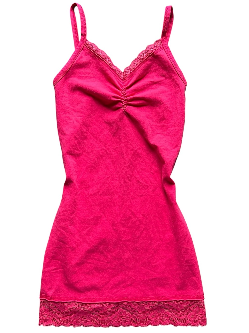 Y2K “BKE” Basic Pink Fitted Lace Trim Cami Tank Top